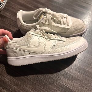 All White Zebra Nike Court Visions - Women’s 8!